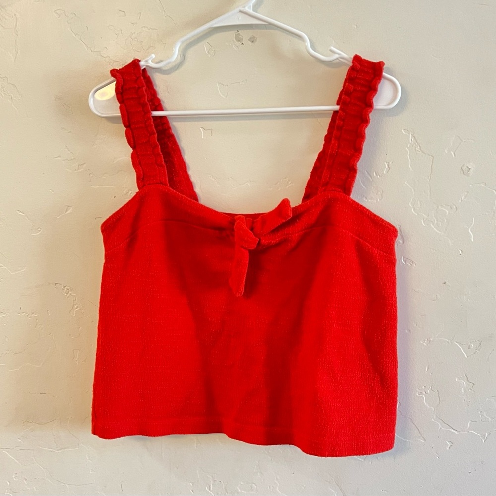 Madewell Red Tie Front Cropped Tank Top Medium